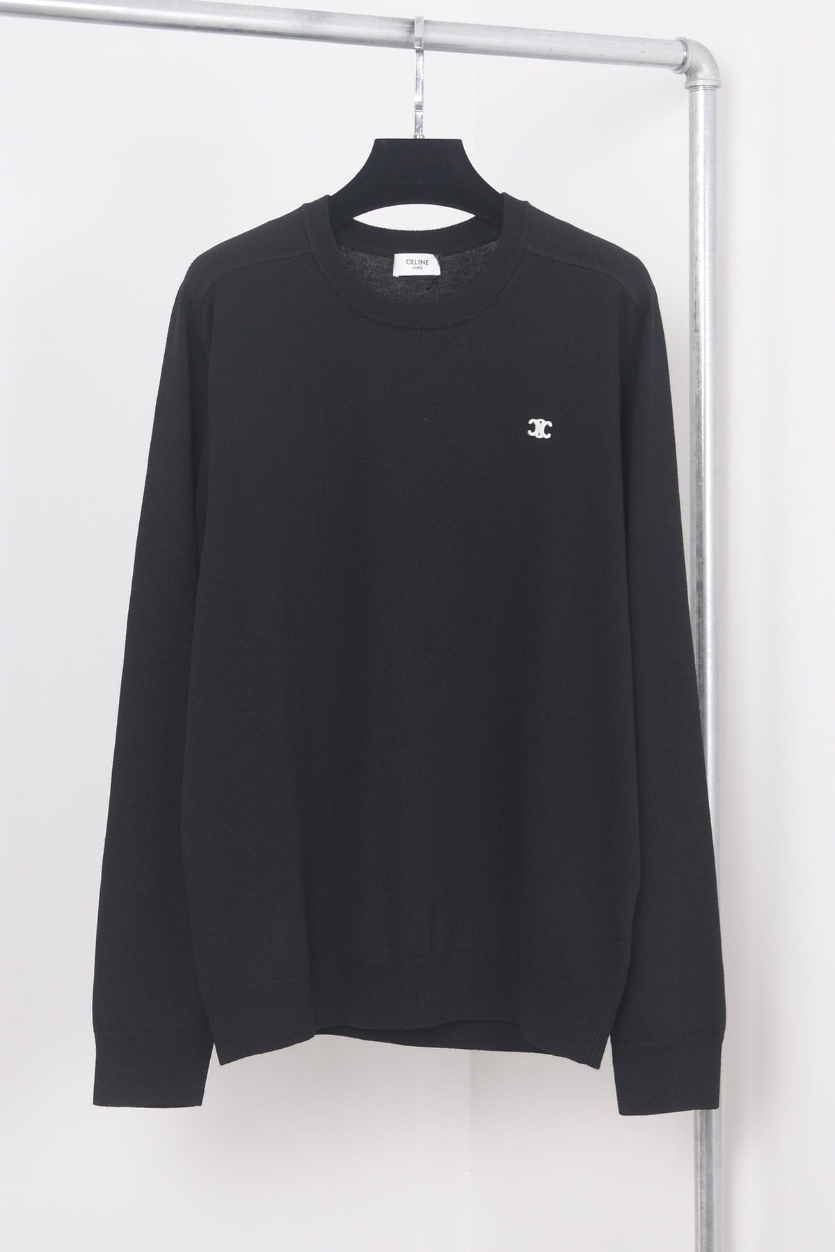 Grey Cotton Chest Logo Long-Sleeve - Men's