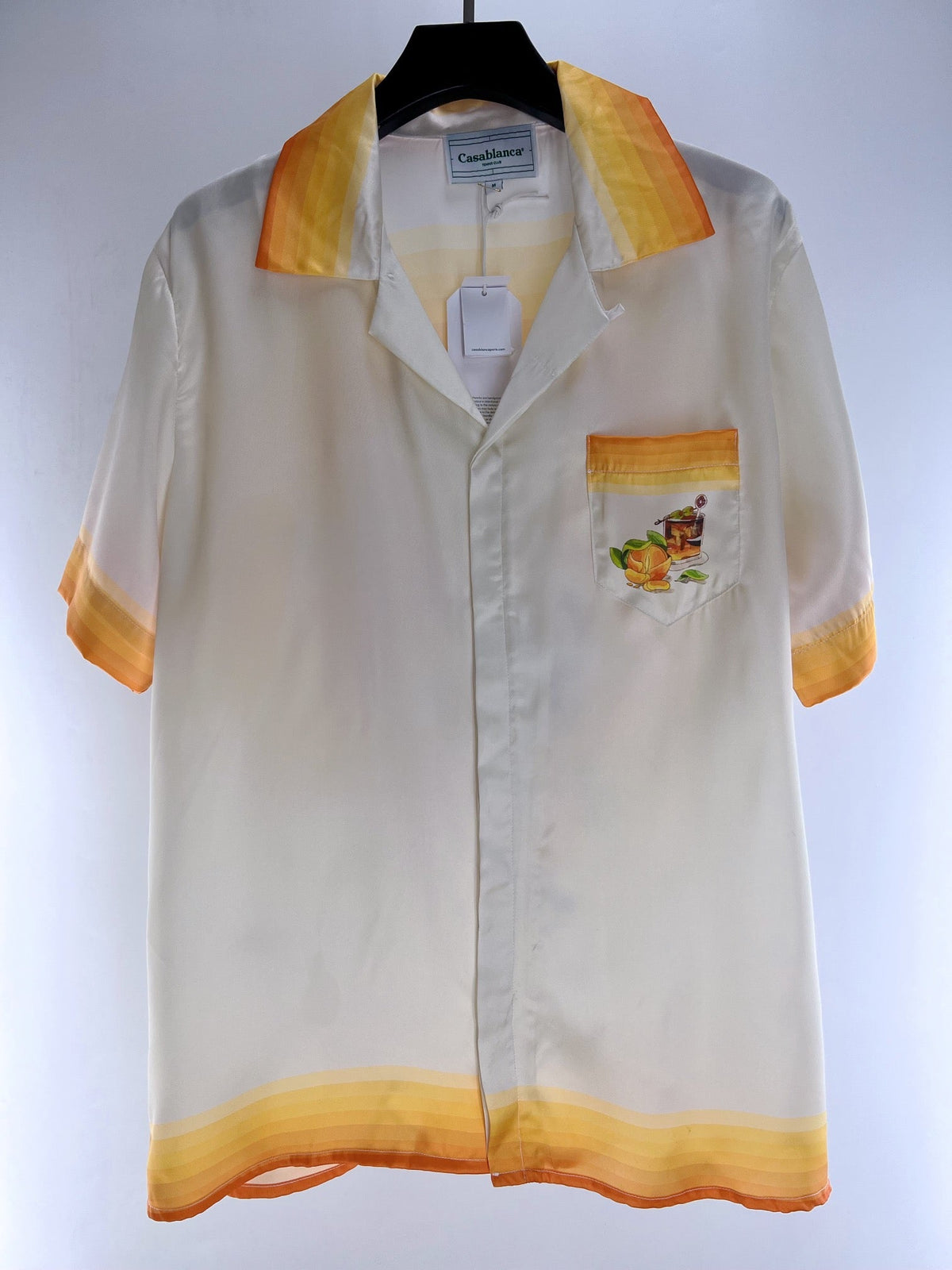 Orange Trim Silk Shirt - Men's