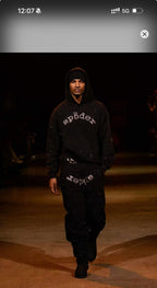 Black Cotton Embellished Pullover - Men's