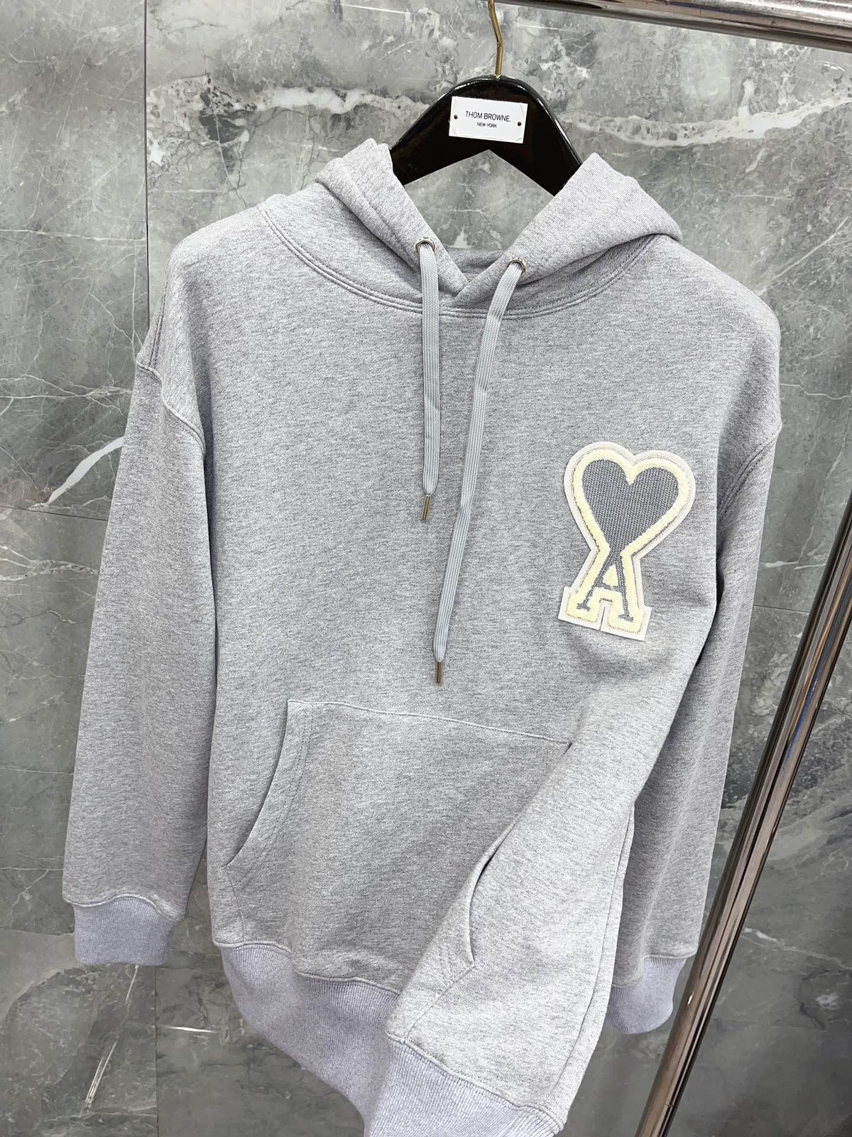 Black Cotton Heart Logo Pullover - Men's