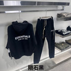 Black Cotton Text Logo Pullover - Men's