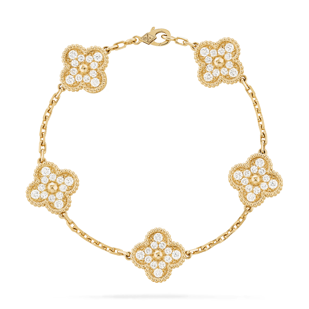 Vintage Alhambra Bracelet, 5 motifs. – sTONE Mother-of-pearl: 5 stones As each stone is unique, its color and – LUX VERSE Luxury Designer Fashion Outlet