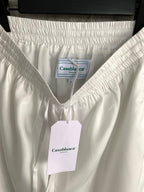 White Cotton Striped Hem Drawstring - Men's