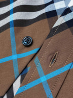 Beige Cotton Tartan Long-Sleeve - Men's