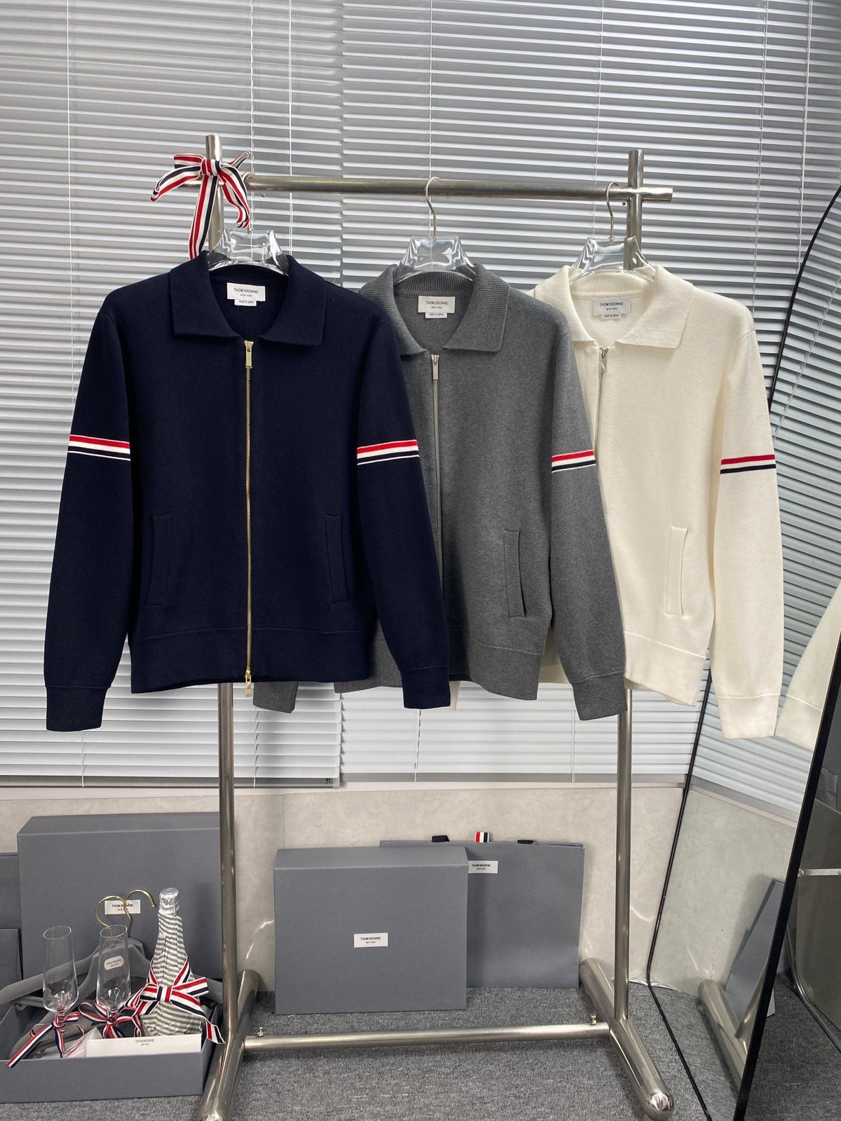 RWB Stripe Cardigan Navy - Men's