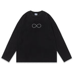 Black Cotton Motif Crewneck - Men's