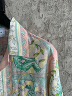 Cream Scenic Print Silk Shirt - Men's