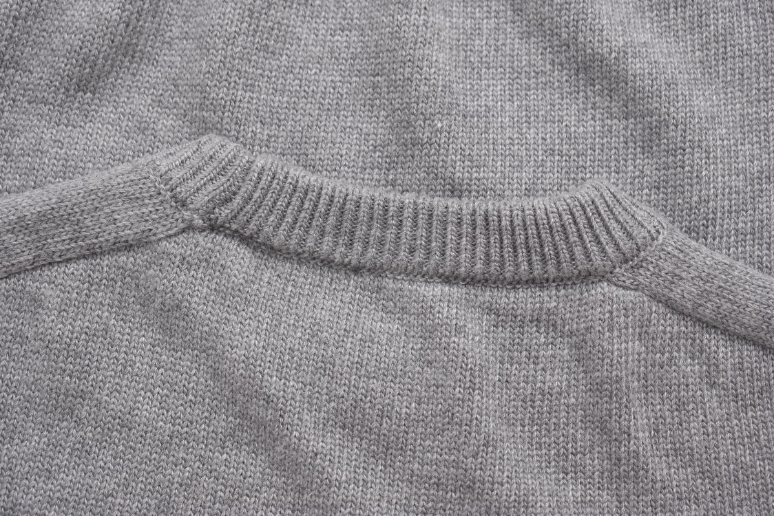 Grey Cotton Chest Logo Long-Sleeve - Men's