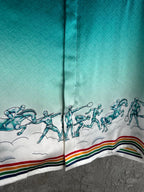 Teal Gradient Print Silk Shirt - Men's