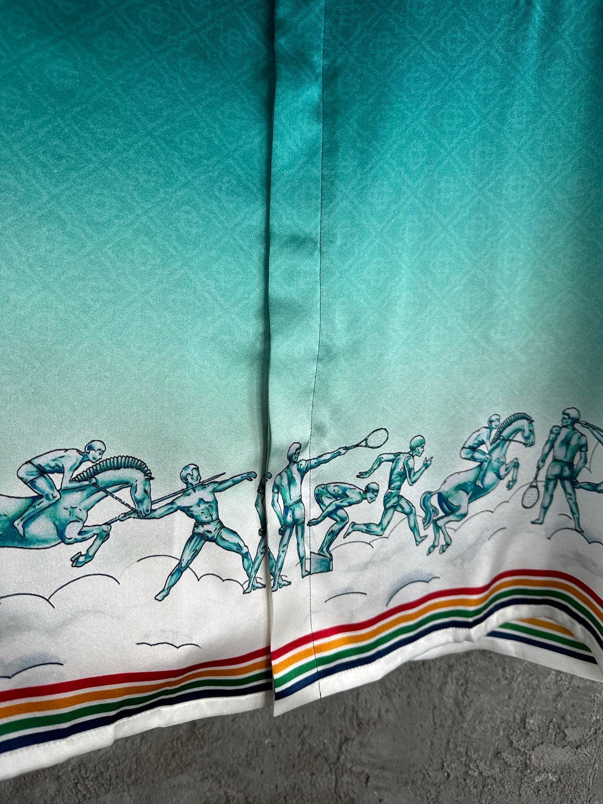 Teal Gradient Print Silk Shirt - Men's