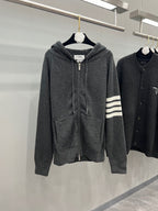 4-Bar Zip Grey Hoodie - Men's