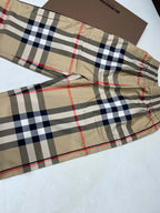 Beige Wool Check Wide-Leg - Men's