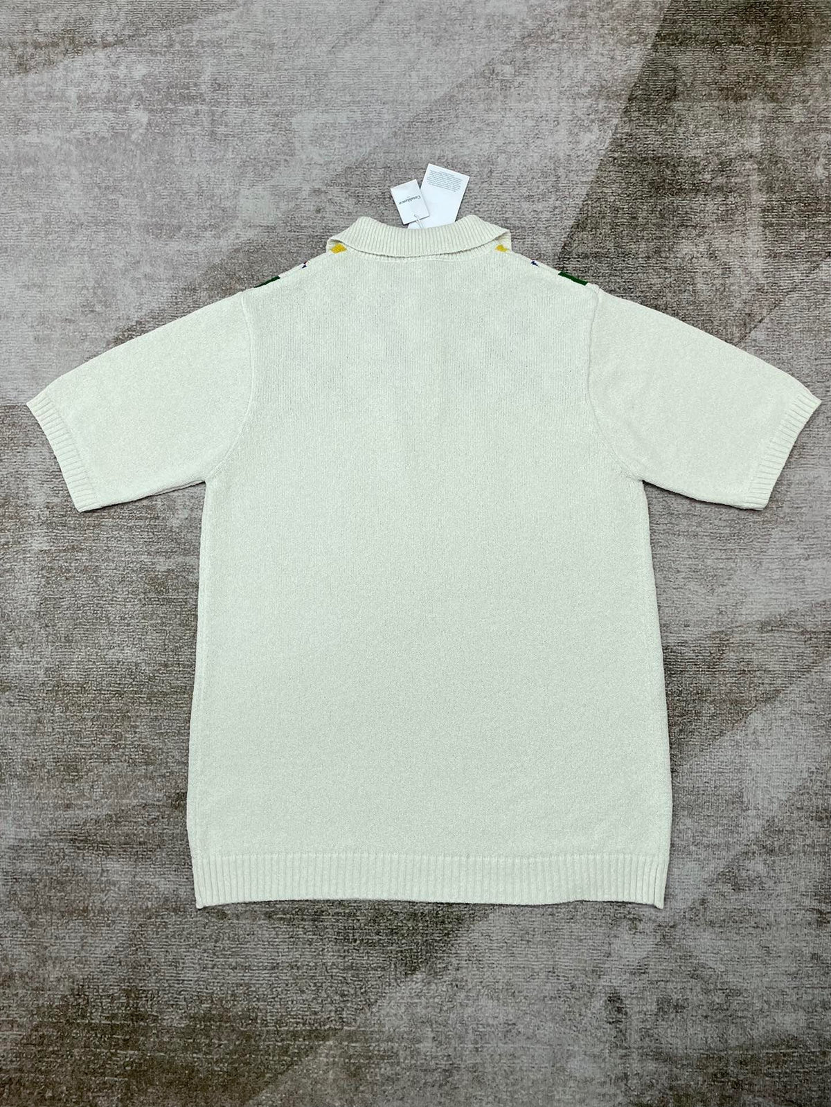Checkerboard Yoke Knit Polo Shirt - Men's