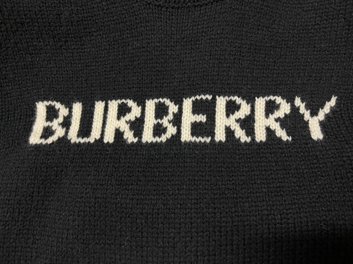 Black Wool Intarsia Crewneck - Men's