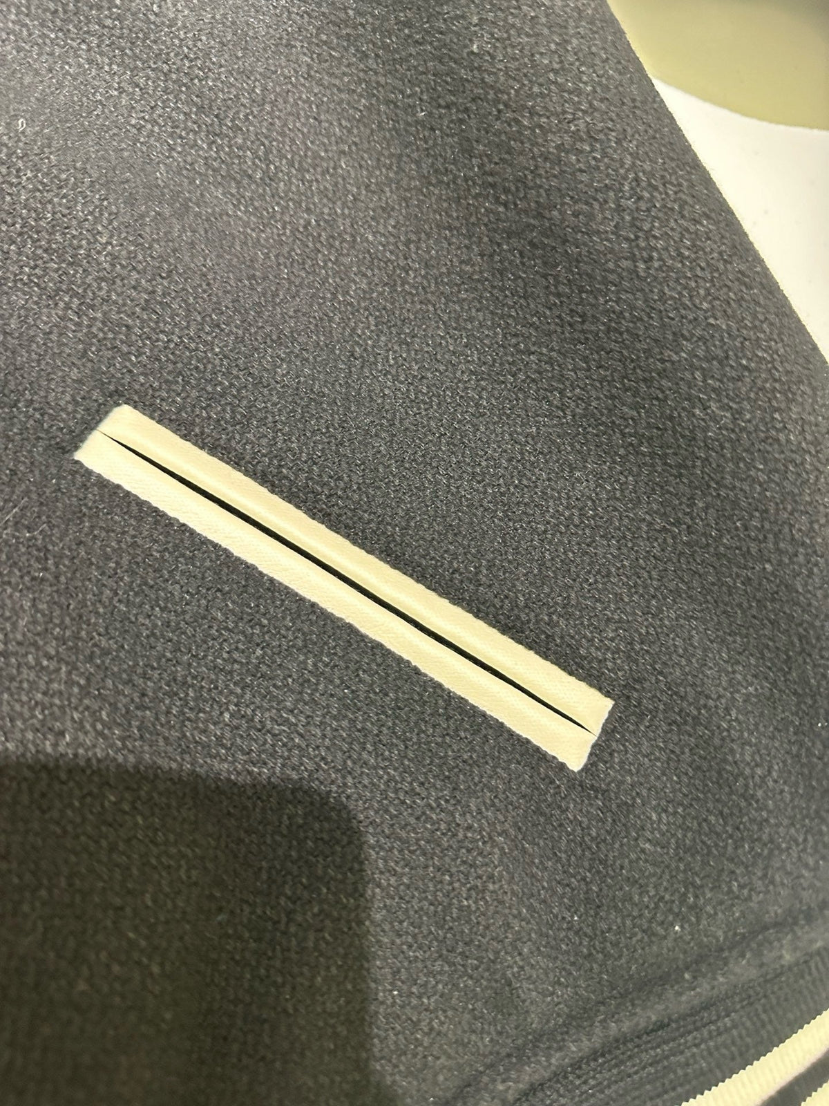 Navy Wool Striped Trim Varsity - Men's