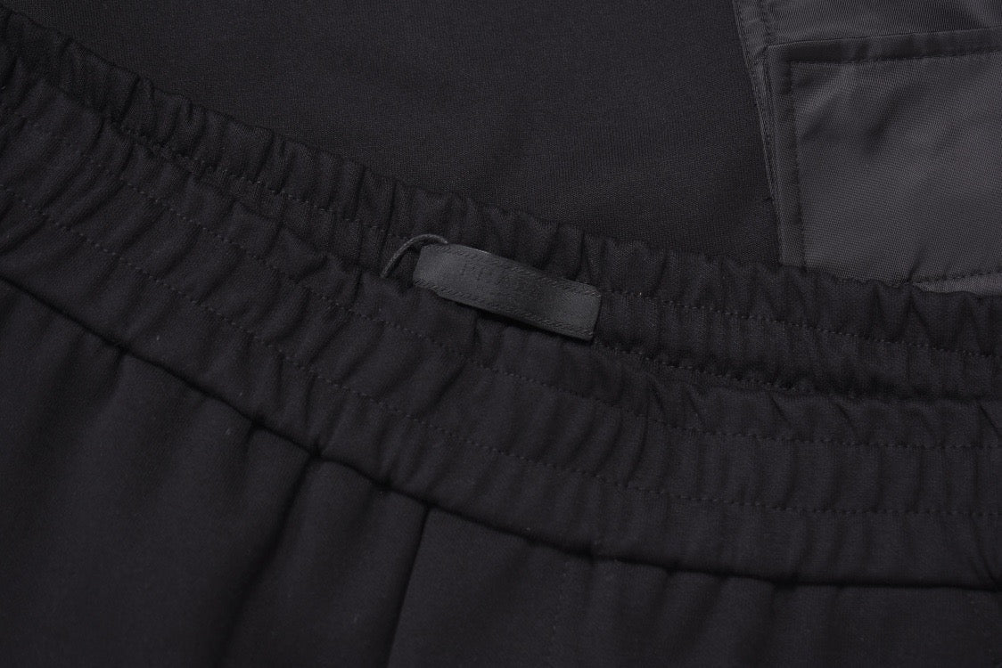 Black Cotton Panelled Cargo - Men's