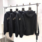 Black Cotton Embellished Pullover - Men's