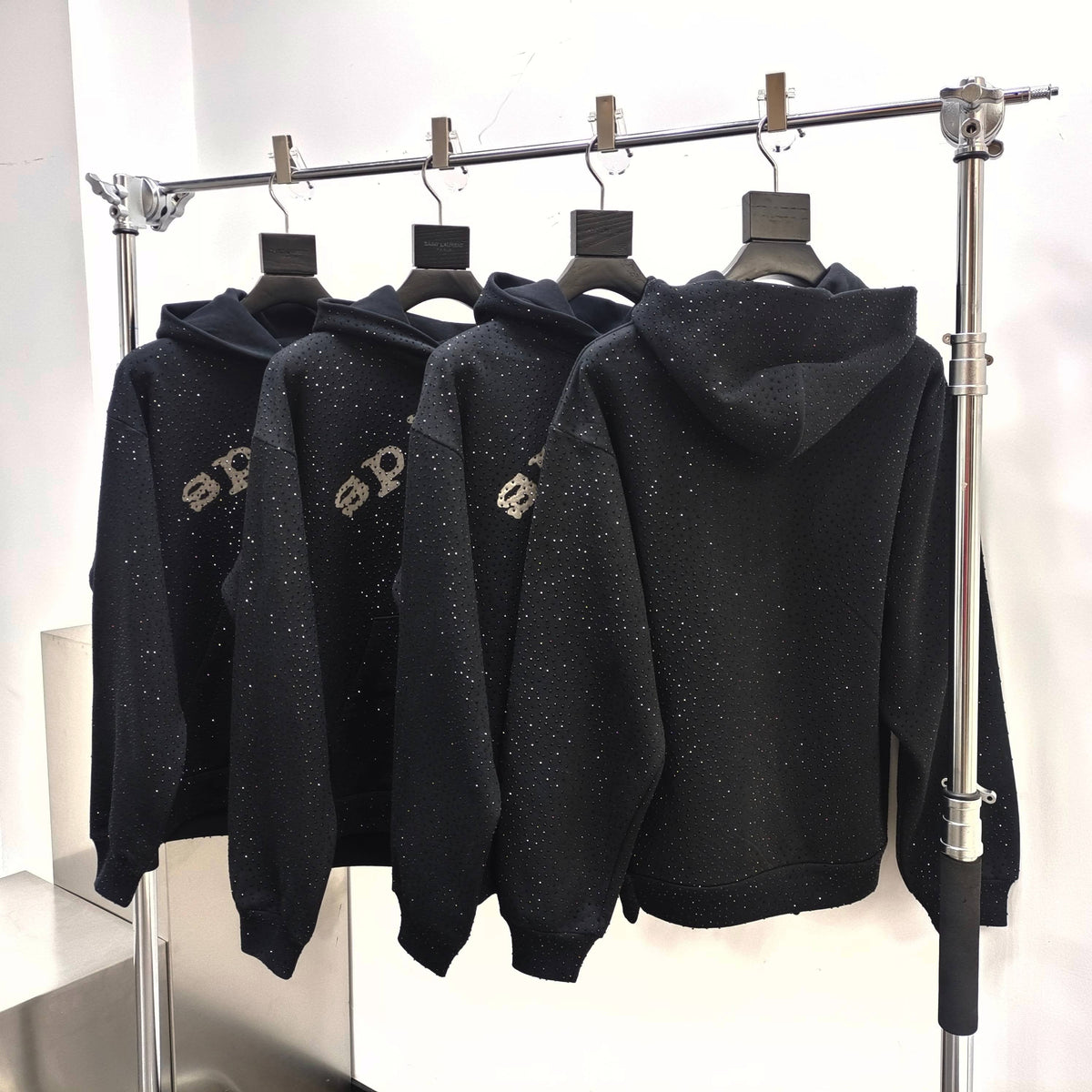 Black Cotton Embellished Pullover - Men's