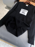 Black Cotton Plain Crewneck - Men's