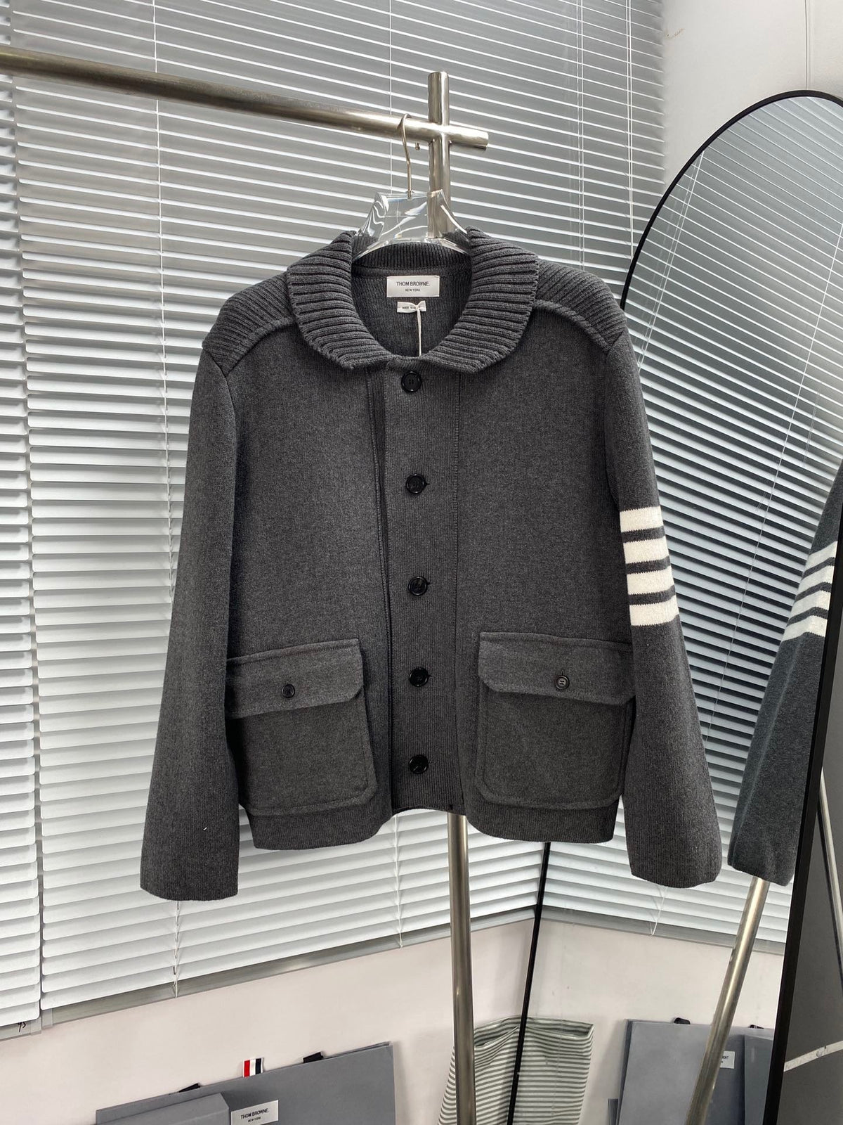 4-Bar Knit Jacket Grey - Men's