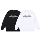 Black Cotton Gothic Text Crewneck - Men's