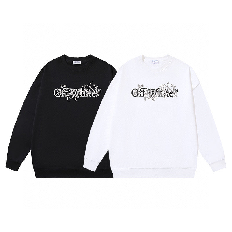 Black Cotton Gothic Text Crewneck - Men's