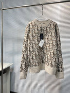 Cream Jacquard Monogram Cardigan - Men's