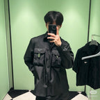Navy Nylon Pocket Shirt Jacket - Men's