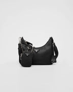 Re-Edition 2005 Re-Nylon bag – this versatile bag with Saffiano leather trim comes with a detachable pouch attached – LUX VERSE Luxury Designer Fashion Outlet