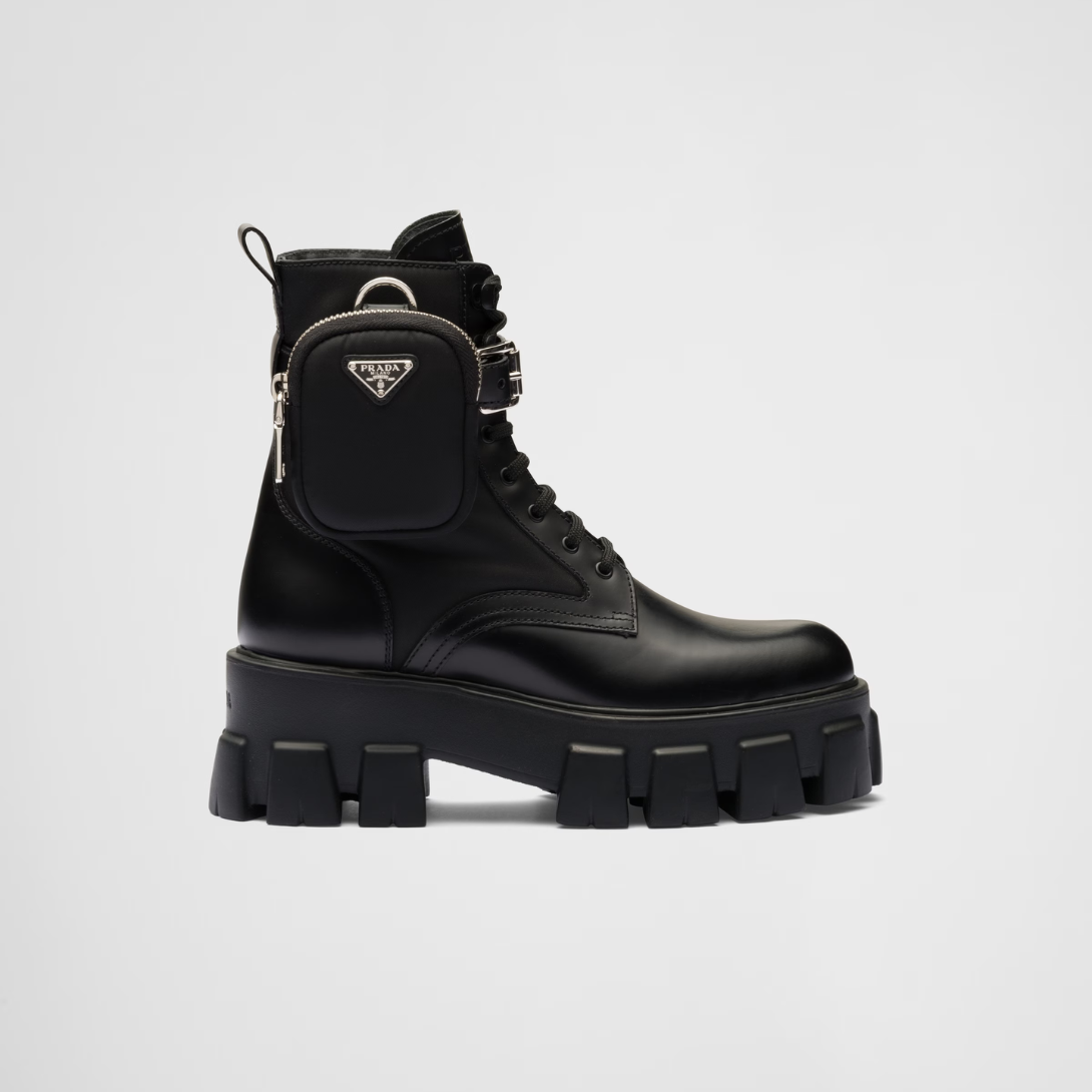 Monolith leather and Re-Nylon boots with pouch – monolith boots embody the hybrid soul – LUX VERSE Luxury Designer Fashion Outlet