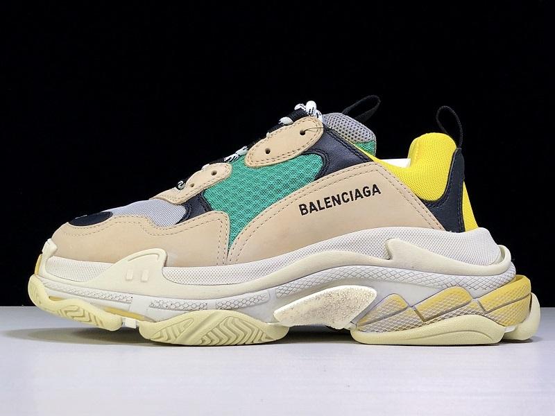 Triple S Beige and Teal Sneakers