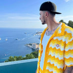 Yellow Knit Chevron Drawstring - Men's