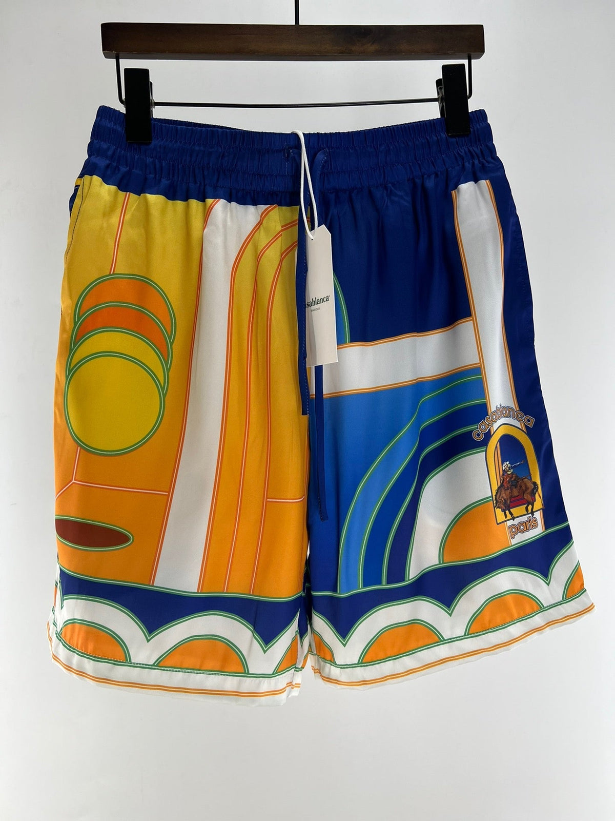 Geometric Print Silk Shorts - Men's