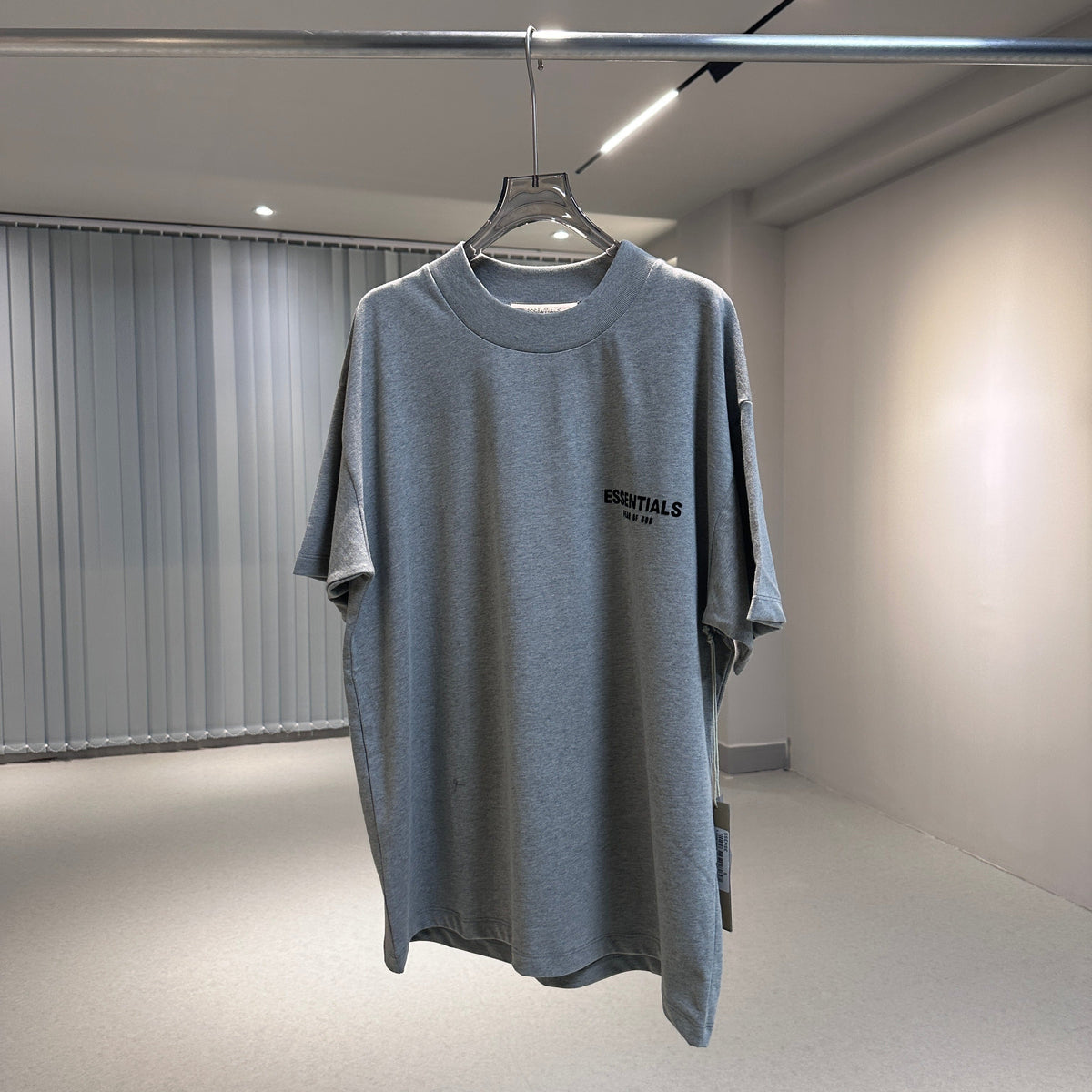 Grey Cotton Text Logo Short-Sleeve - Men's