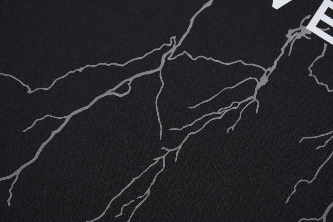 Black Cotton Lightning Print Long-Sleeve - Men's