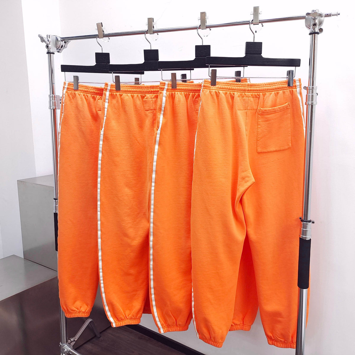 Orange Cotton Text Print Joggers - Men's