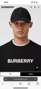 Black Cotton White Text Crewneck - Men's