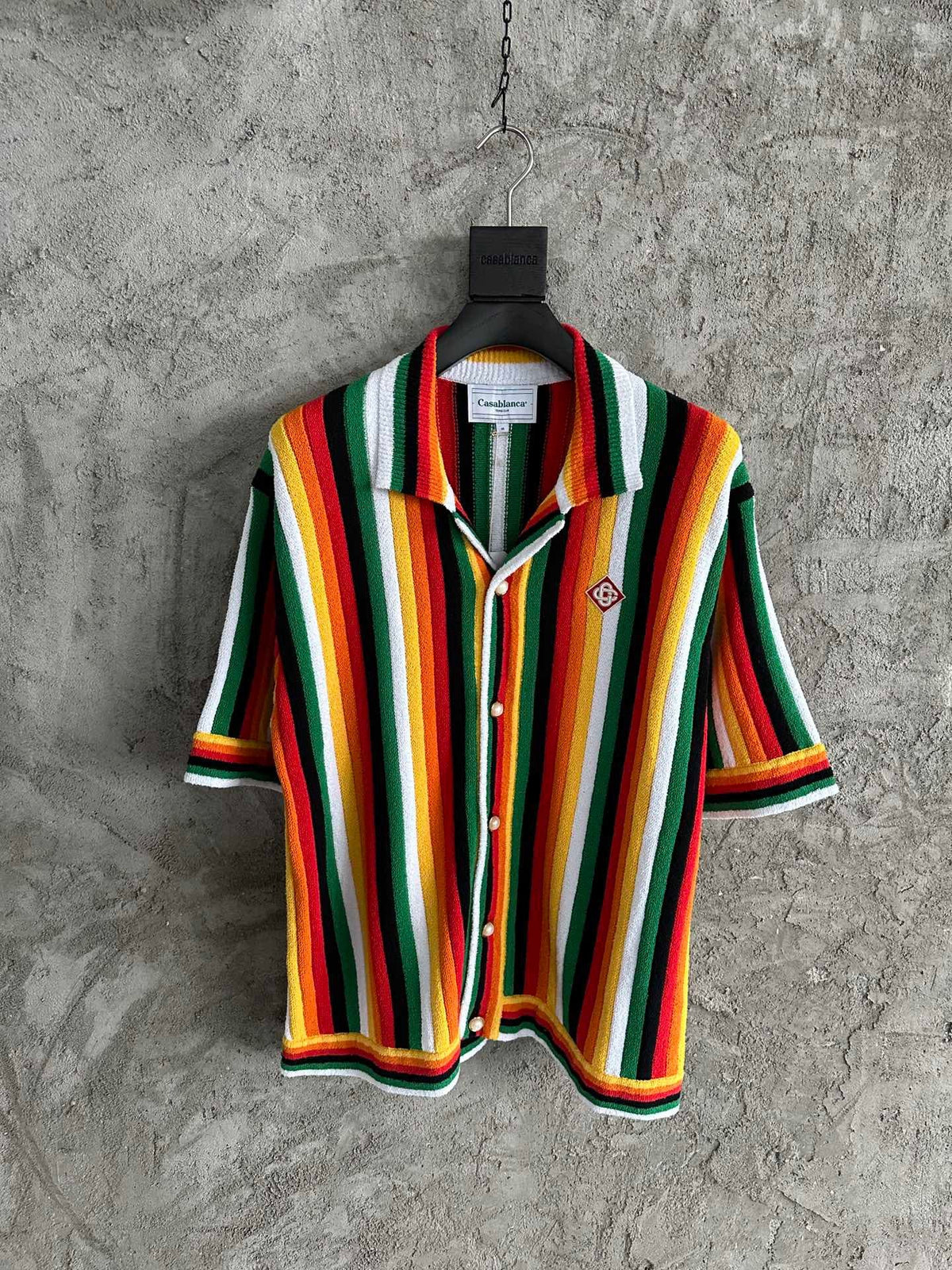 Rainbow Striped Silk Shirt - Men's