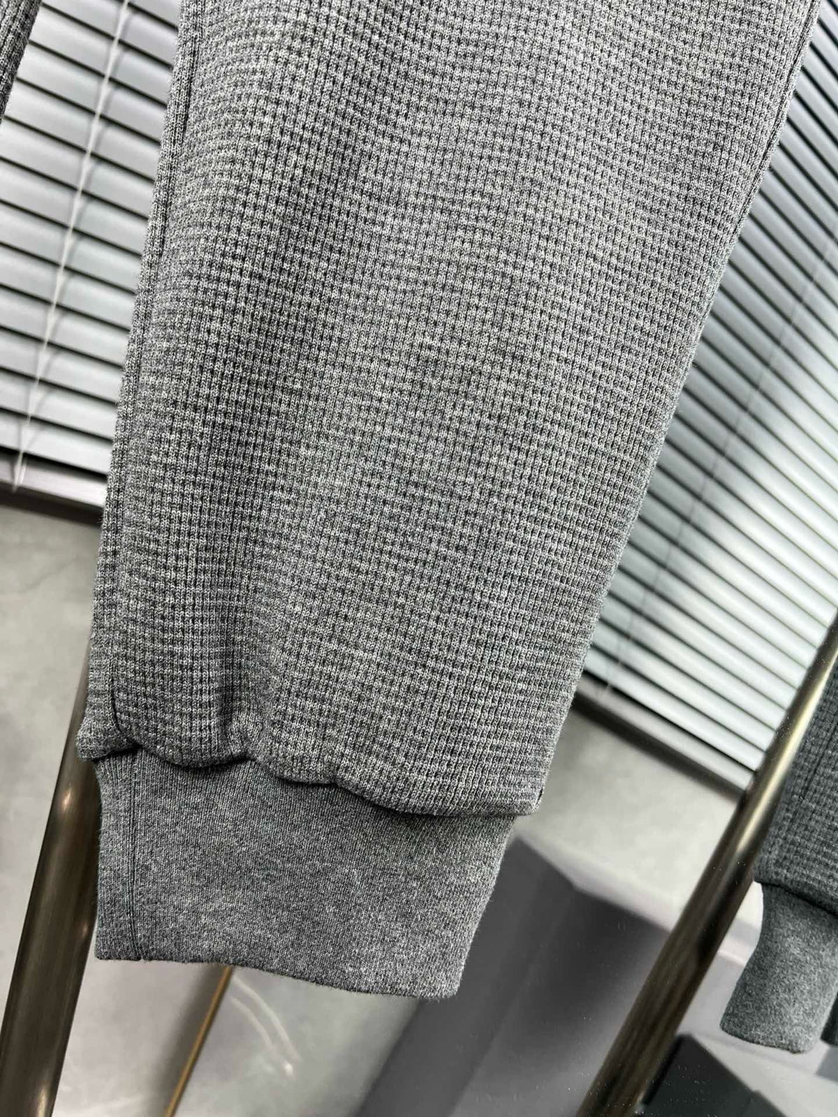Grey Cotton Four-Bar Joggers - Men's