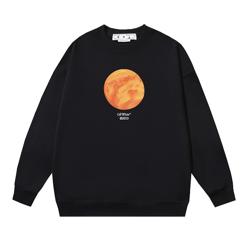 Black Cotton Planet Graphic Crewneck - Men's