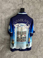 Blue Silk Gradient Print Short-Sleeve - Men's