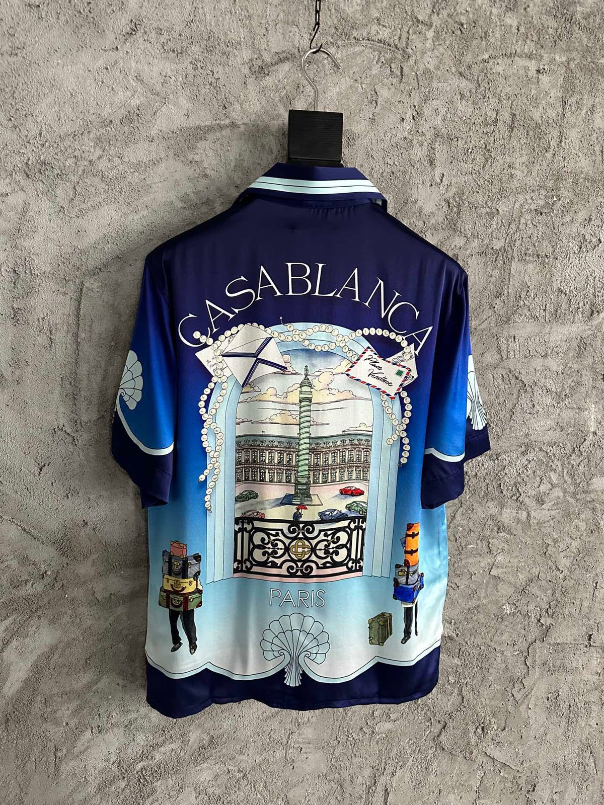 Blue Silk Gradient Print Short-Sleeve - Men's