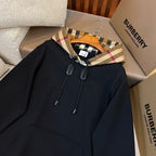 Black Cotton Check Lined Pullover - Men's