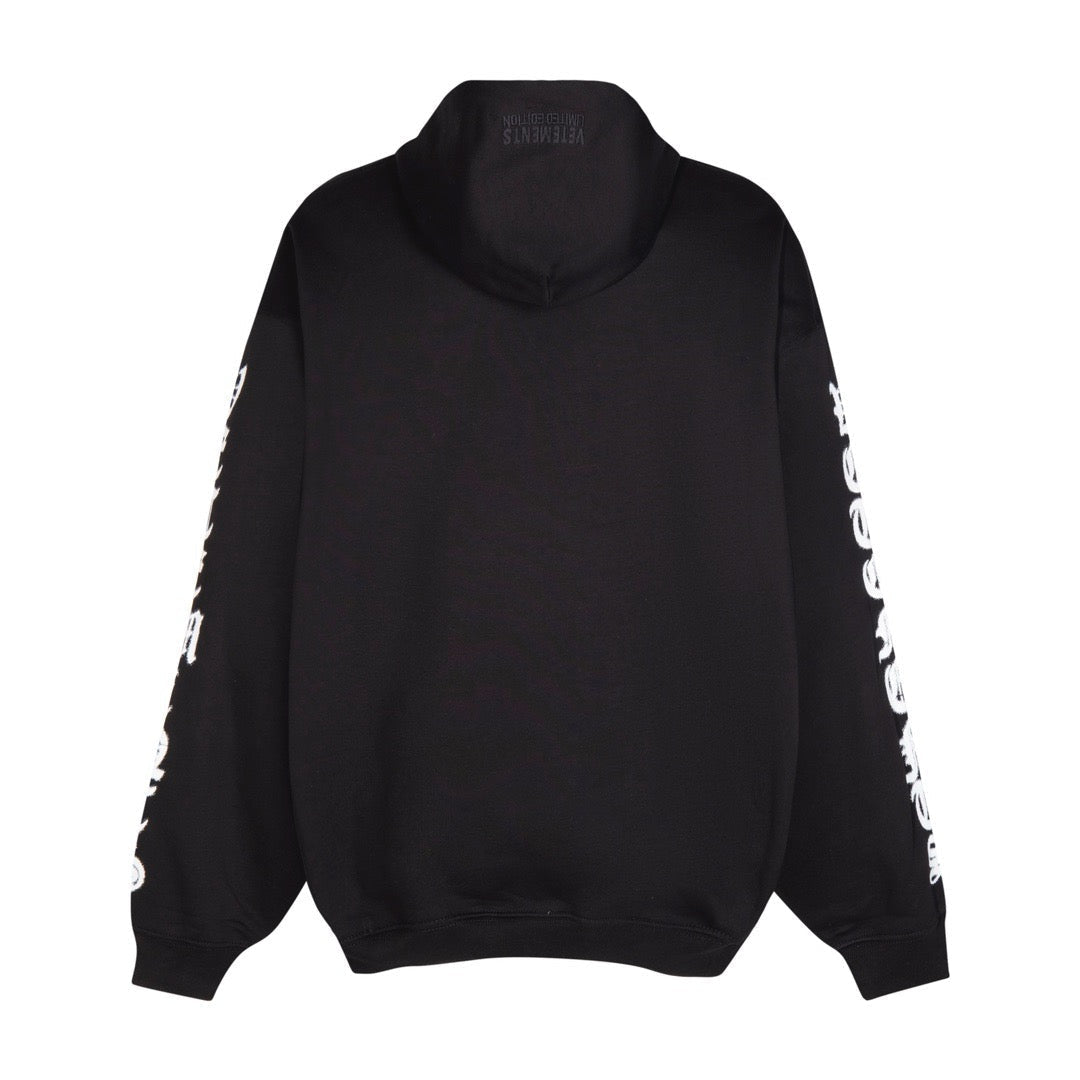 Black Cotton Tonal Graphic Pullover - Men's