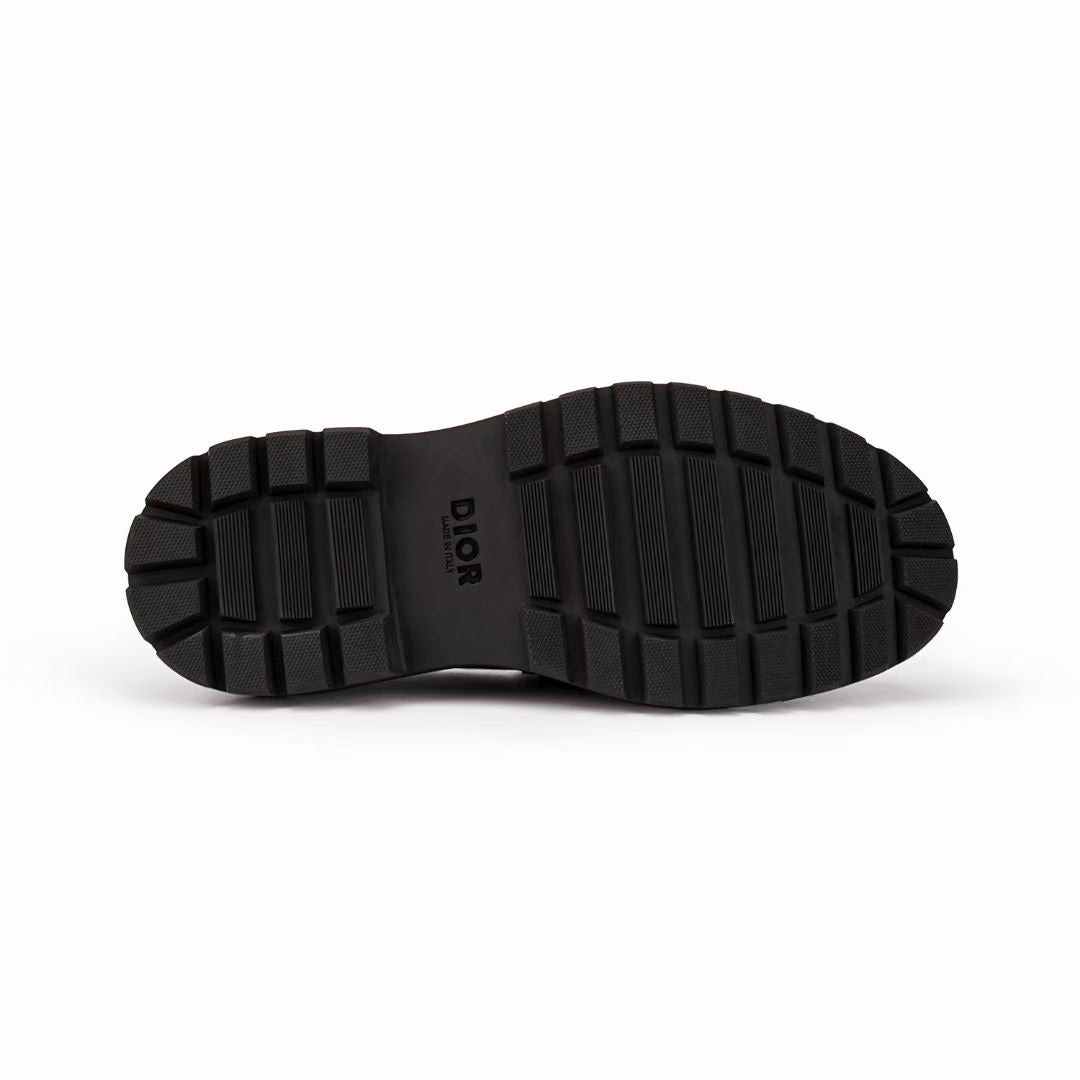 Black Leather Monogram Strap Loafer - Men's