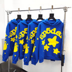 Blue Cotton Graphic Pullover - Men's