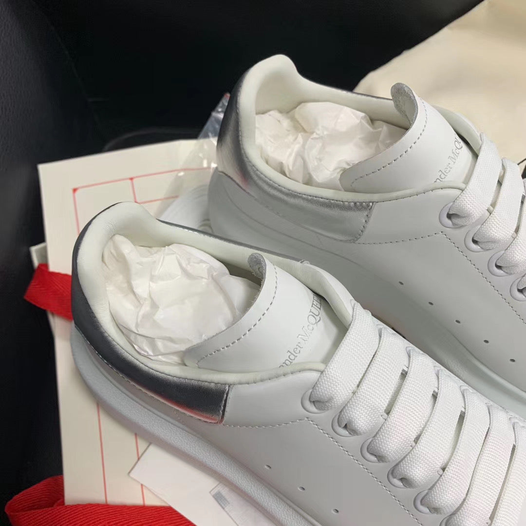 Oversized Silver Metallic Tab Sneakers