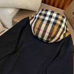 Black Cotton Check Lined Pullover - Men's