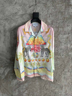 Zebra Carousel Print Silk Shirt - Men's