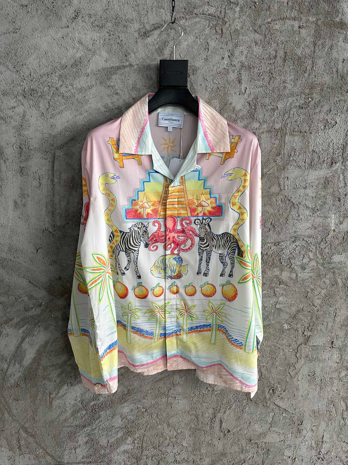 Zebra Carousel Print Silk Shirt - Men's